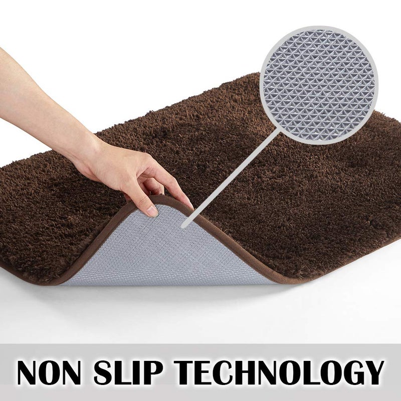 Suchtale Bathroom Contour Rug Non Slip Bath Mat Water Absorbent Soft Microfiber Shaggy Bathroom Mat Machine Washable Bath Rug for Bathroom Thick Plush U Shape Toilet Rug (20 x 24, Brown) - Image 3